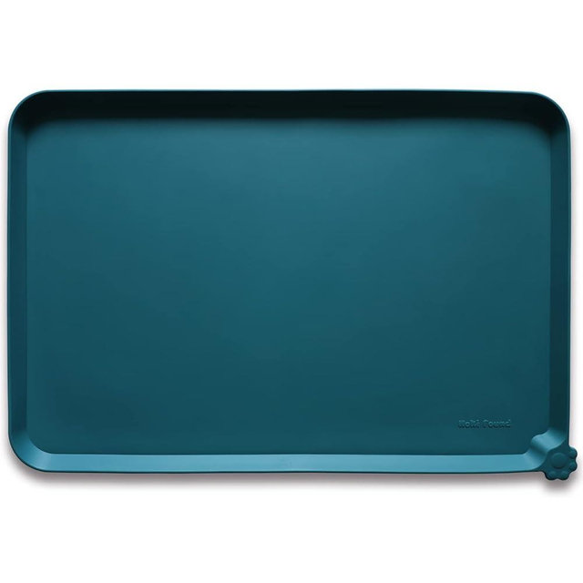 Hoki Found L Silicone Pet Food Mats Tray - Non Slip Pet Dog Cat Bowl Mats Placemat - Dog Pet Cat Feeding Mat - Waterproof Dog Cat Food Mats -Pet Water Mats for Carpet - Sicilian Ocean
