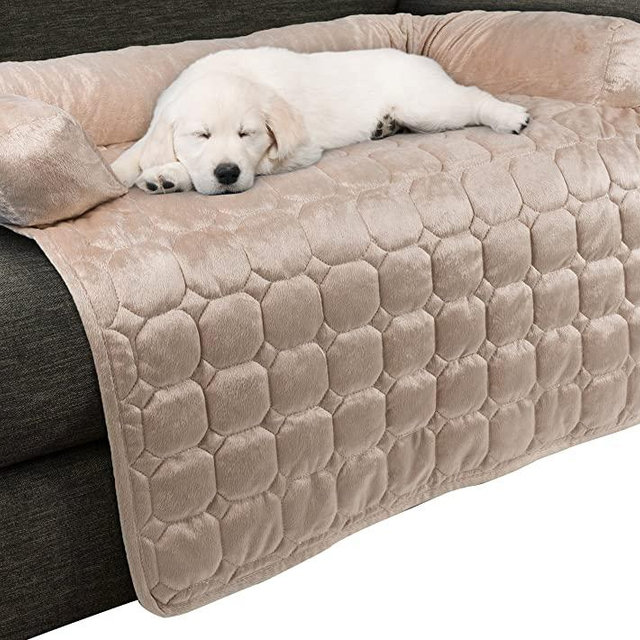 PETMAKER Couch Cover Collection – Pet Furniture Protector with Memory Foam Neck Bolster, Quilted Fabric, and Water-Resistant Base Layer - Pet Supplies