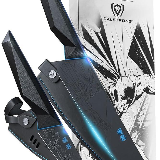 Dalstrong Knife Set - 2 Piece - BATMAN™ Shadow Black Edition - 8" Chef Knife 3.75" Paring Knife - High Carbon 7Cr17MoV Steel - Black Titanium Kitchen Knife - Collection Item - G10 Handle - Sheath