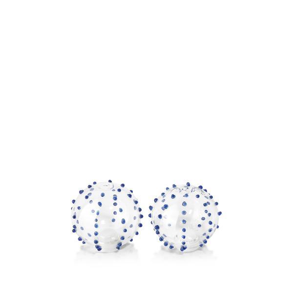 Handblown Glass 'Sea Urchin' Salt & Pepper Shakers in Blue