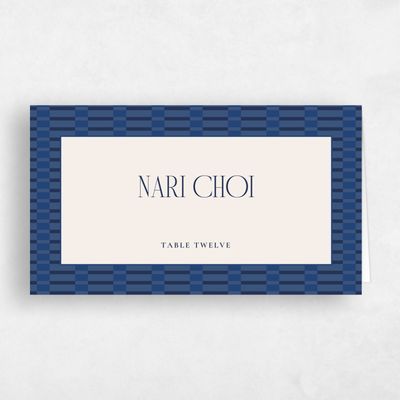 Dark Cobalt, Blue Wedding Place Card - Jody