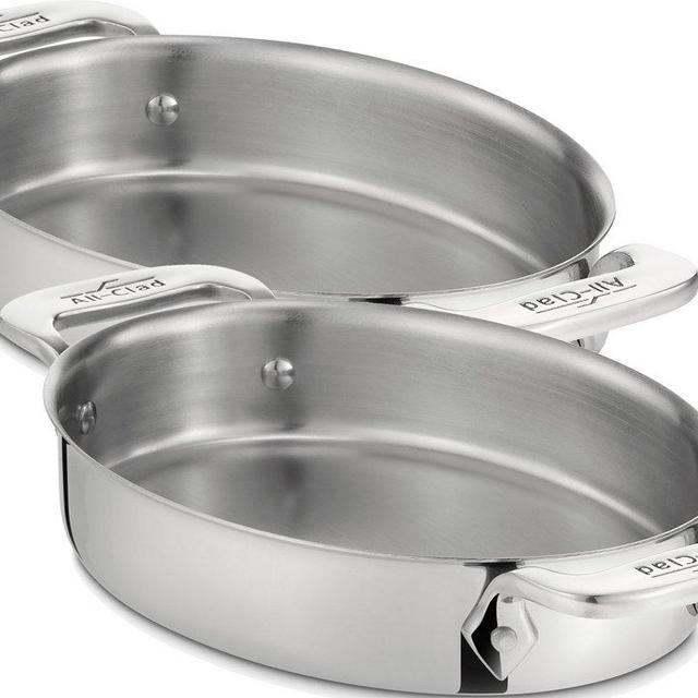 All-Clad 59900 Stainless Steel 7-Inch Oval-Shaped Baker Specialty Cookware Set, 2-Piece, Silver