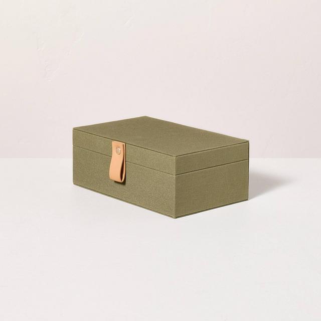 Medium Desk Storage Lidded Fabric Box Green - Hearth & Hand™ with Magnolia