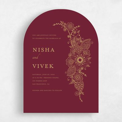 Purple Arch Wedding Invitation - Sambac Portrait