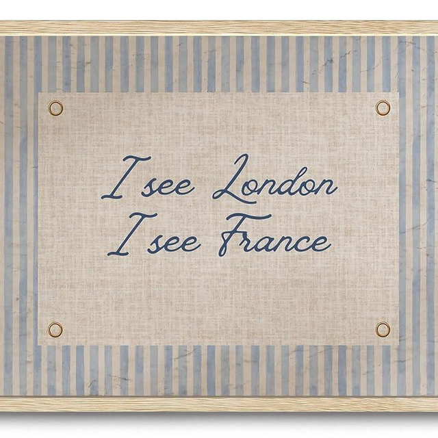 AYHSSMO Vintage Framed Wall Art I See London I See France Print Trendy Funny Bathroom Decor Aesthetic INavy Blue Typography Poster For Bathroom 12x16in