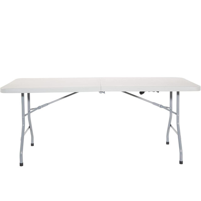 Office Star Resin Rectangle Center-Folding Portable Table for Picnics, Camping, and Tailgating, 6 Feet