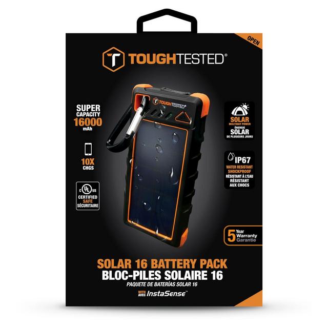ToughTested™ Power Bank 16000mAh Solar Power Bank in Black/Orange