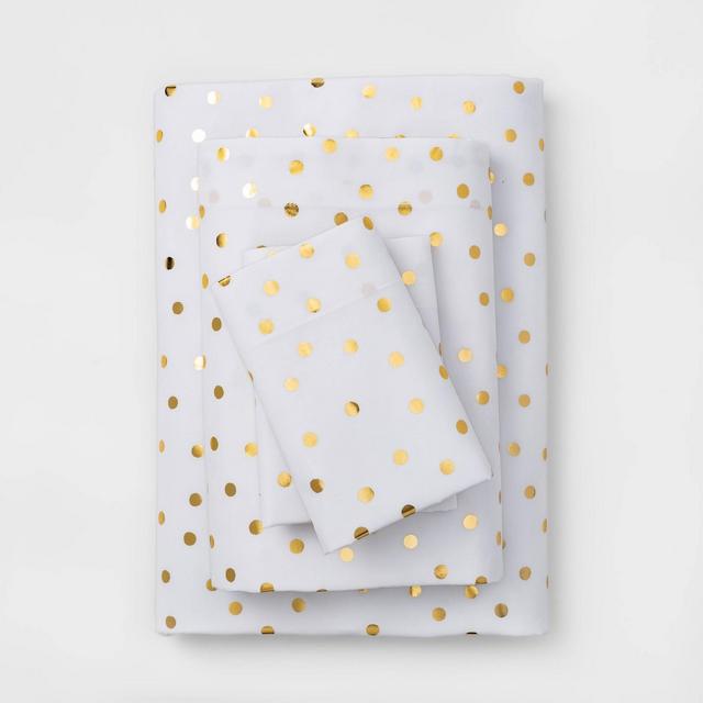 Full Printed Microfiber Pattern Sheet Set Gold Dot - Room Essentials™