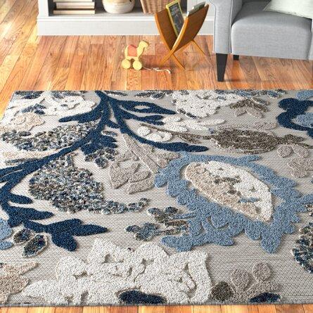 Hereford Machine Woven / Power Loomed Navy Blue/Sapphire/Slate Gray Indoor/Outdoor Rug