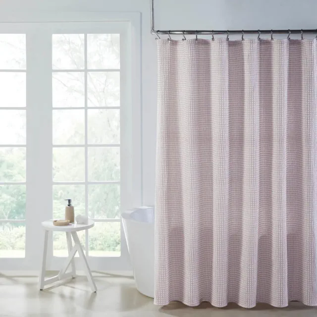 Hotel Collection Premium Waffle Weave Mold & Mildew Resistant Fabric Shower Curtain by Kate Aurora - Blush