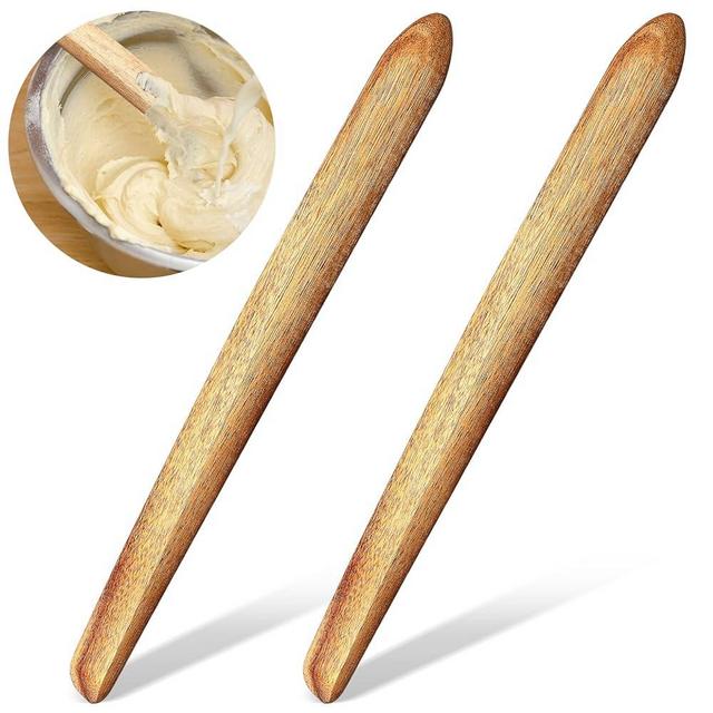 Hillban 2 Pcs 11 Inch Acacia Wooden Sourdough Bread Mixing Stir Stick Spurtle Acacia Wooden Sourdough Bread Making Tools Wooden Paddle Stirring Stick for Kitchen Cooking