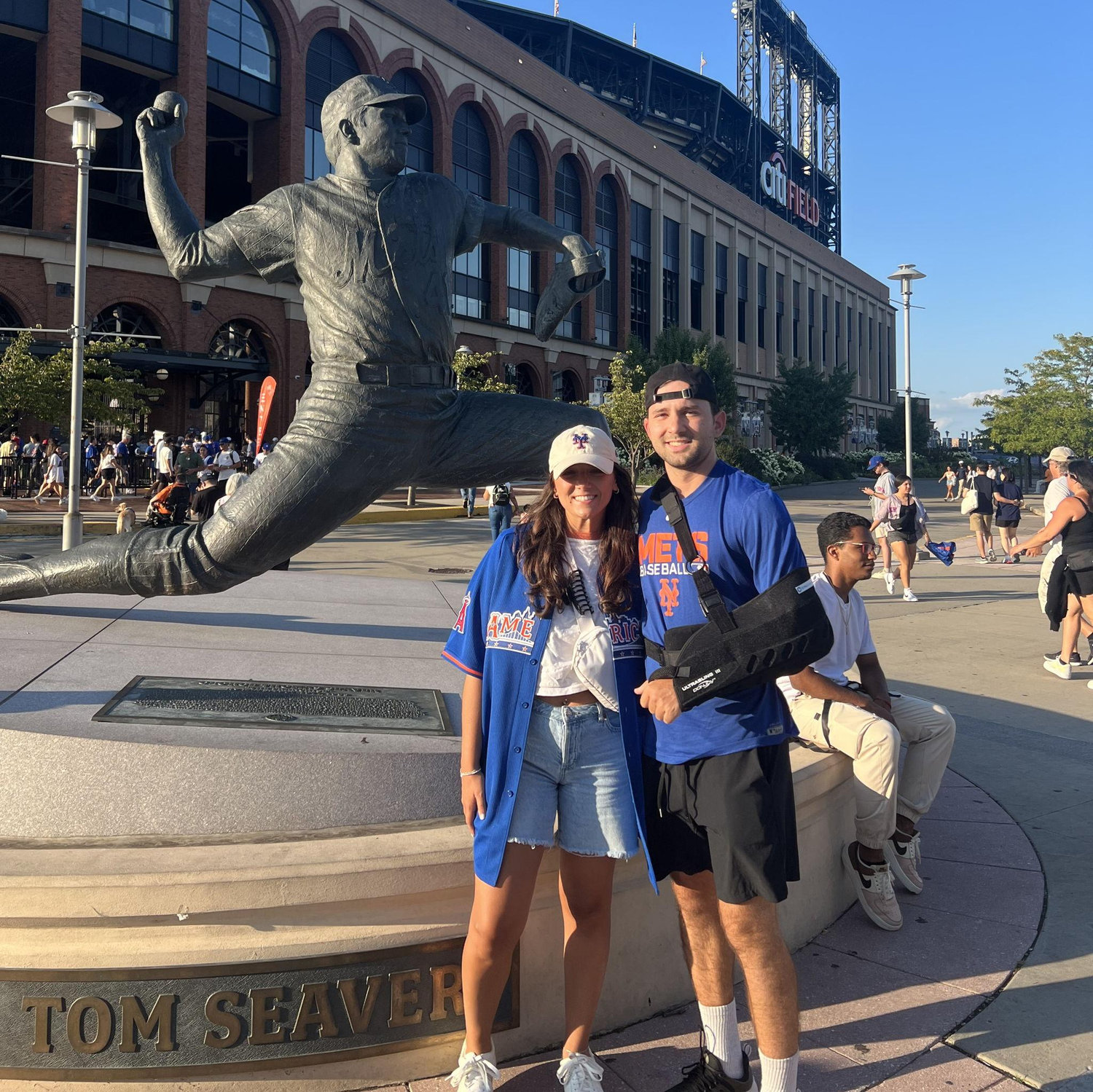 2023: Attending a Mets game only a few days after Brett's shoulder surgery!