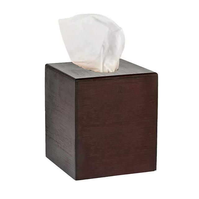 Alpine Industries Wooden Bamboo Square Tissue Box Cover - Eco Friendly Pull Cube Dispenser - Decorative Holder/Organizer for Bathroom, Office Desk & Car (Espresso)