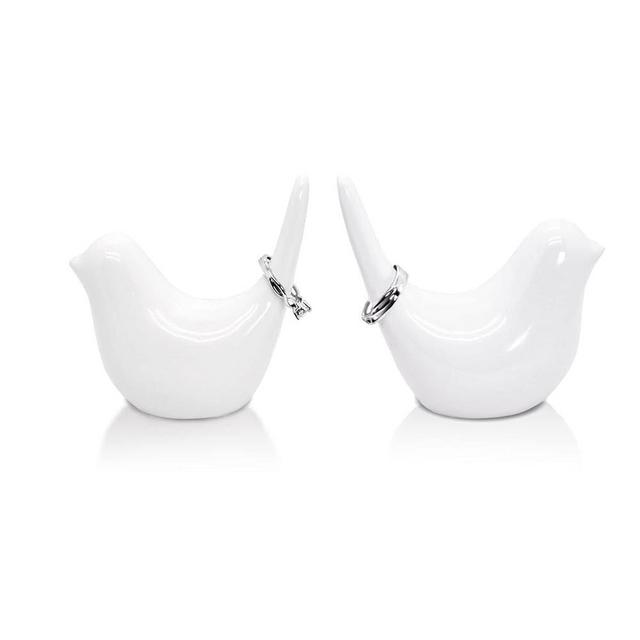 BARBIZON WAGON Ring Holder for Jewelry, Bird Wedding Ornament Tray and Lucky Bird Statue - Perfect Home Decor. (2 Pack)