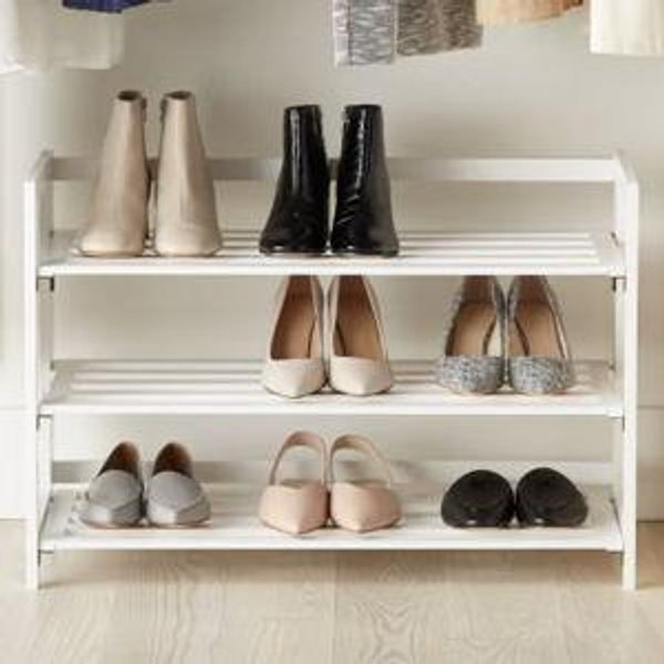 3-Tier Folding Shoe Rack White