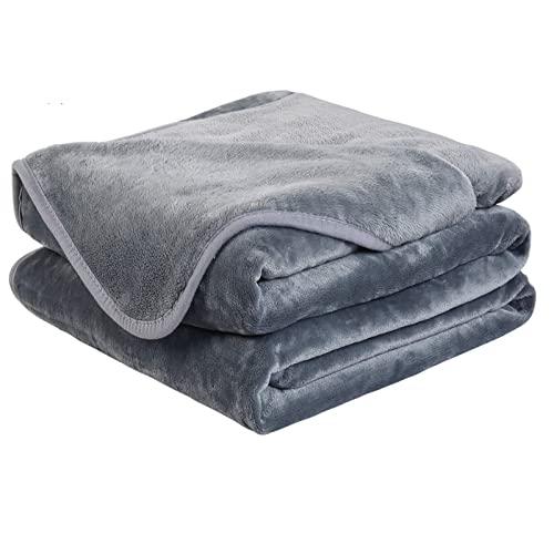 Soft Queen Size Blanket All Season Warm Fuzzy Microplush Lightweight Thermal Fleece Blankets for Couch Bed Sofa,90x90 Inches,Gray