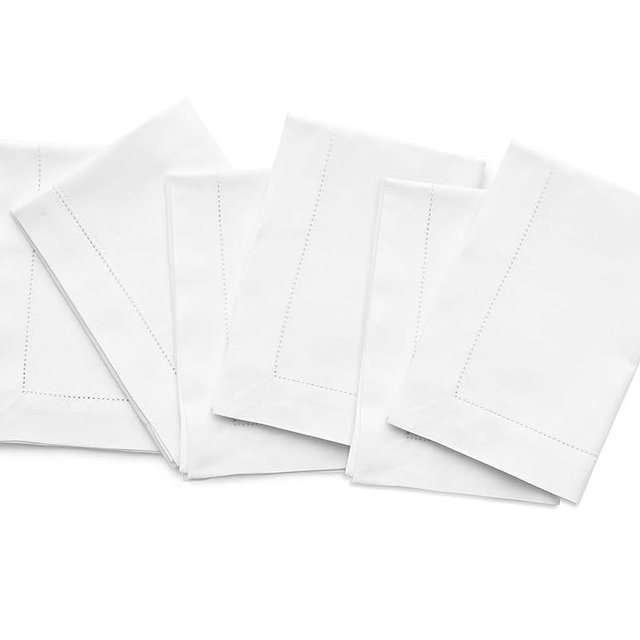Solino Home Cotton Linen Napkins Set of 6 – 20 x 20 Inch Cloth Napkins, Hemstitch Dinner Napkins White – Washable Fabric Napkins for Valentine's Day, Spring, Easter