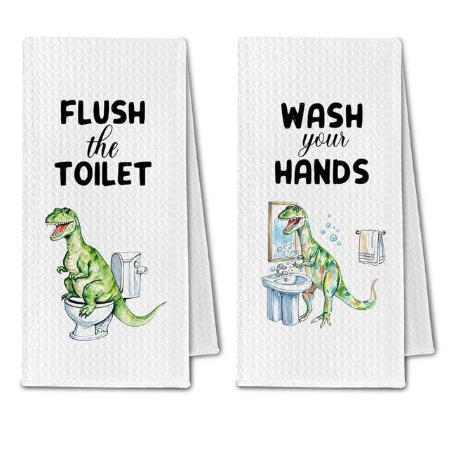 ChissNook Funny Dinosaur Bathroom Hand Towels, Dinosaur Gifts for Kids Boys Nursery Decorative Hand Towels for Bathroom Decor, 16x24 Inch