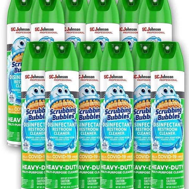 SC Johnson Professional, Scrubbing Bubbles Multipurpose Bathroom Cleaner & Disinfectant Aerosol, 25 Oz (Pack of 12)