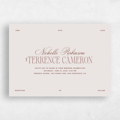 Light Greige, Grey Wedding Invitation - Solange Landscape