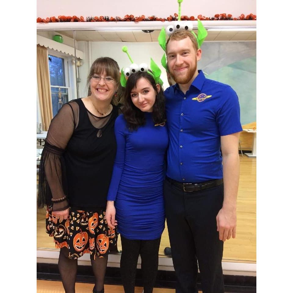 Halloween dance event, posing with Seth's mom
