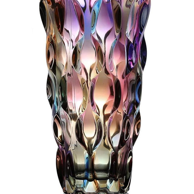 Crystal Glass Colorful Vase,Flower Vase Decor for Home Dining Table Living Room,Office Wedding Holiday Party,Handmade Decorative Flower Vase
