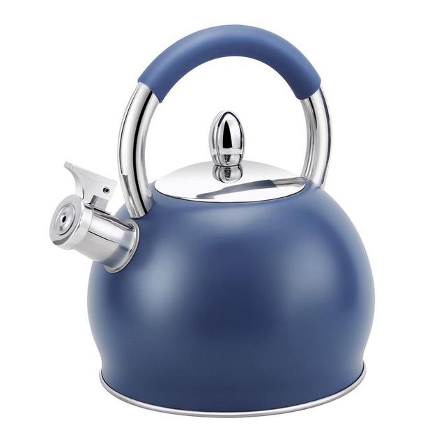 HRHongRui Whistling Tea Kettle for Stove Top Stainless Steel Tea Pot with Ergonomic Silicone Handle Teapot for Stovetop 3.2 Quart / 3 Liter Blue
