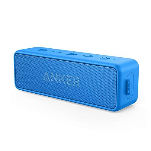 Anker Soundcore 2 12W Portable Wireless Bluetooth Speaker: Better Bass, 24-Hour Playtime, 66ft Bluetooth Range, IPX7 Water Resistance & Built-in Mic, Dual-Driver Speaker for Beach, Travel, Party- Blue