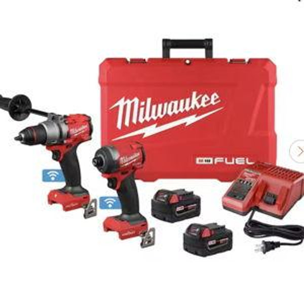 M18 FUEL ONE-KEY 18V Lithium-Ion Brushless Cordless Hammer Drill/Impact Driver Combo Kit Two 5.0 Ah Batteries Case