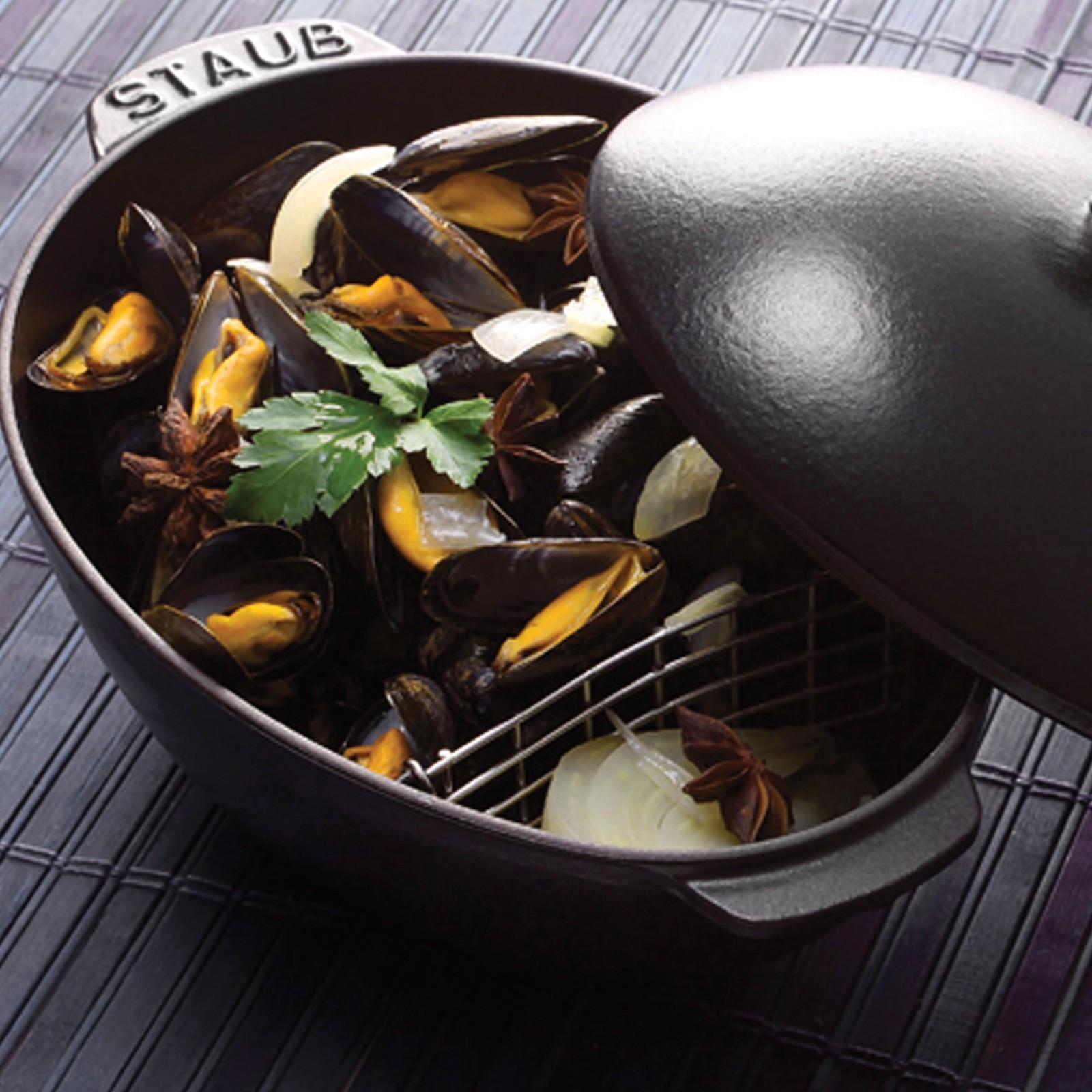 Staub Cast Iron 2 Quart Mussel Pot Matte Black