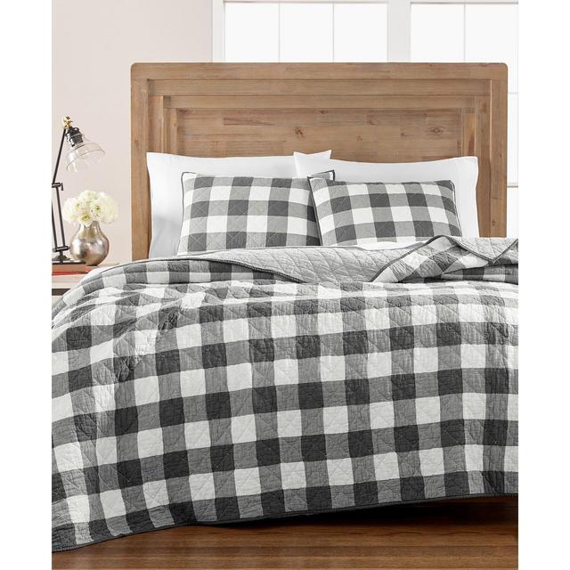 Martha Stewart Collection Box Plaid Reversible Yarn-Dyed King Quilt, Created for Macy's