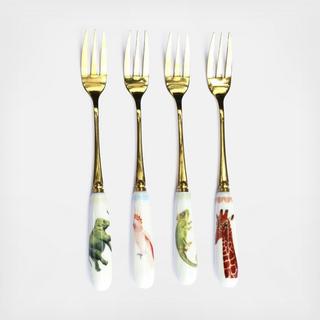Carnival Safari Animals Cake Fork, Set of 4
