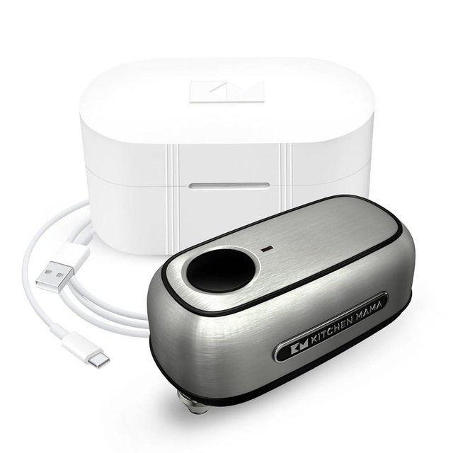 Kitchen Mama Orbit One Stainless Steel Rechargeable Can Opener: Hands-free Operation, USB-C Charging, Automatic Shut-off, Smooth-edge Cutting, Professional-grade Blade for Large Cans