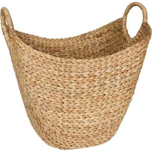 Large Woven Seagrass Storage Basket – Wicker Pattern Baskets With Braided Handles As Organizer For Blankets, Towels, Pillows, Toys, Laundry, Baby, Kids, Home Decor - Natural Water Hyacinth