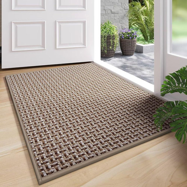 YDKGL Door Mat 24"x35", Dirt Resistant and Absorbent, Non-Slip Rubber Backing Floor Mats, Easy Clean Low-Profile Doormat for Entryway, Front Door, Inside Entrance, Brown