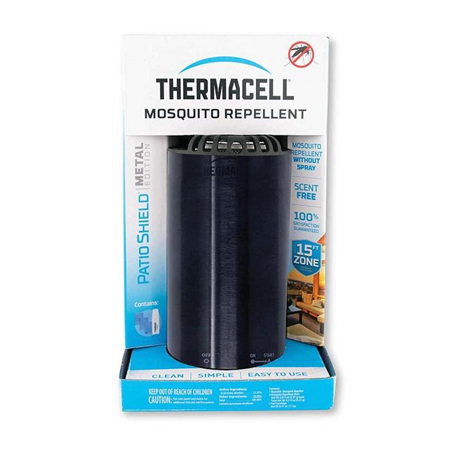 Thermacell Patio Shield Mosquito Repellent Metal Edition, Easy to Use, Highly Effective; Provides 12 Hours of DEET-Free Backyard Mosquito Repellent; Scent-Free, No Spray, No Smoke and Cordless