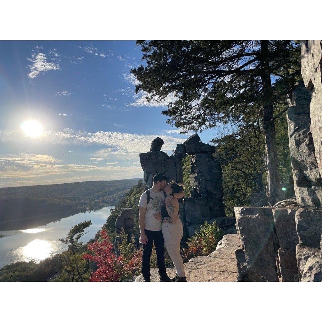 Our first vertical hike together @ Devil's Lake State Park