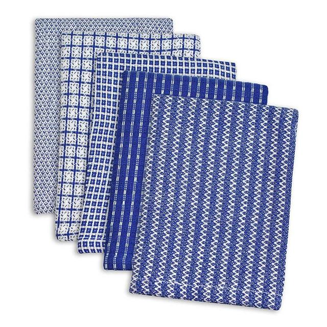 DII Ultra Absorbant Everyday Cotton Kitchen Towels, Blue Dishcloth Set of 5, 5 Count