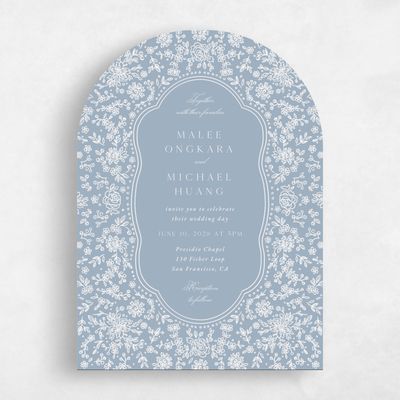 Blue Arch Wedding Invitation - Justine Portrait