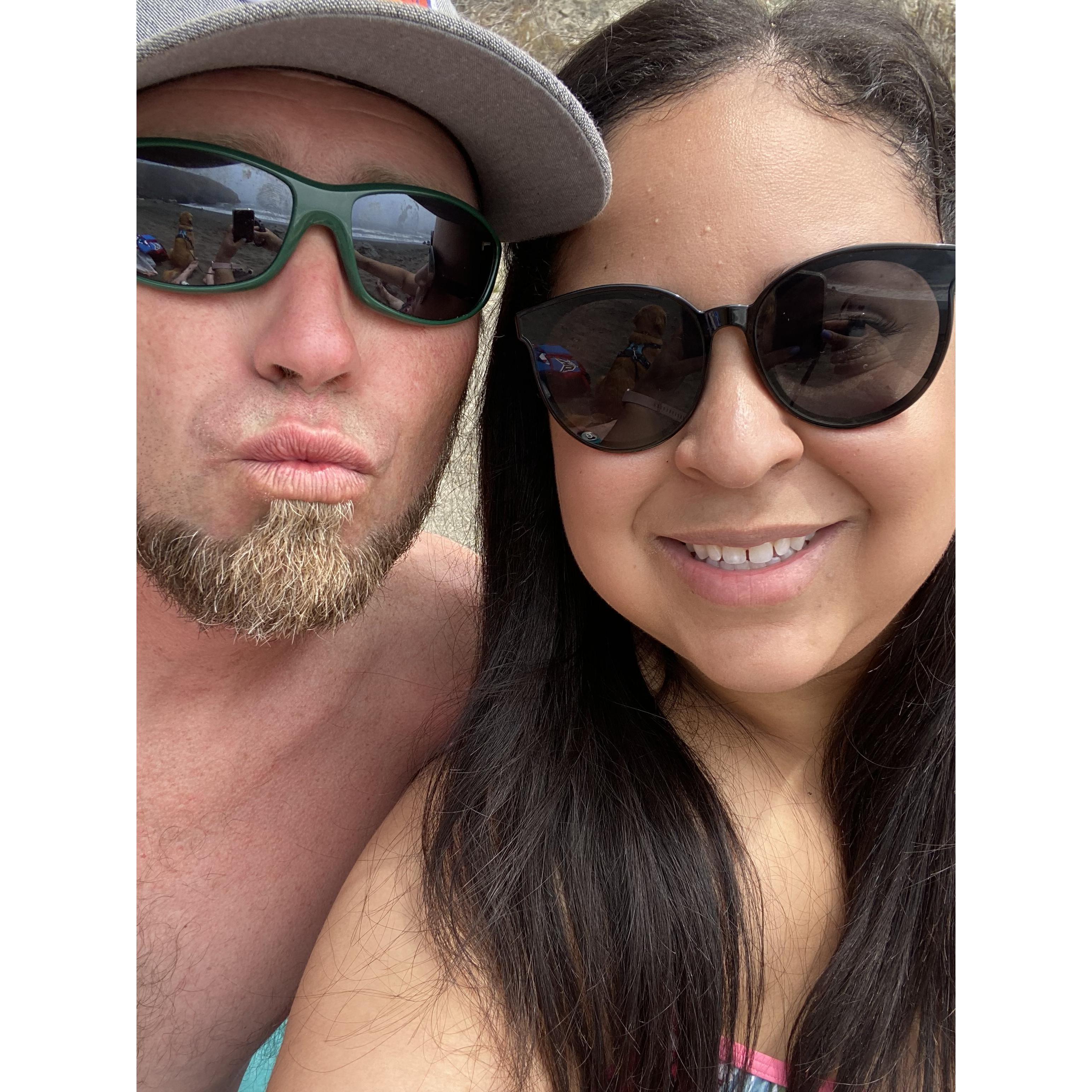 Phil insisted on a beach birthday celebration. Here we are in Petaluma. Phil got sunburned hours later while Jess perfected her tan.