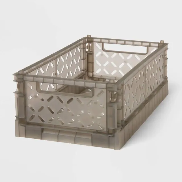 Small Foldable Crate Gray - Brightroom™