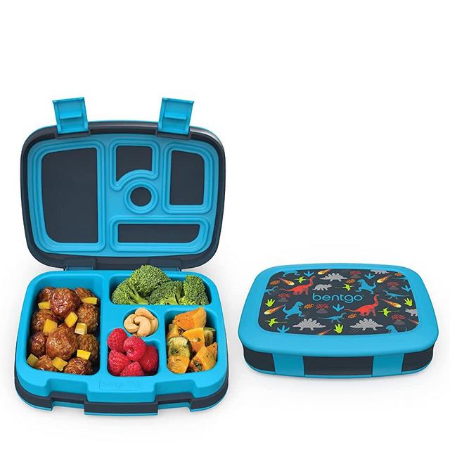 Bentgo Kids Prints Leak-Proof, 5-Compartment Bento-Style Kids Lunch Box - Ideal Portion Sizes for Ages 3 to 7 - BPA-Free and Food-Safe Materials - 2020 Collection - Dinosaur