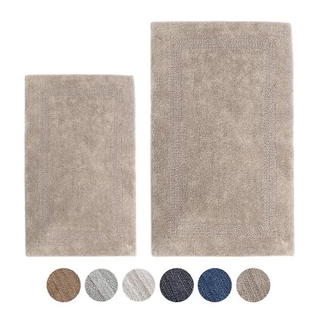 Reversible Tufted Bath Rugs | Area Rugs for Spa, Vanity Shower, Bathrooms, Kitchen, Bedroom | Water Absorbent Linens | 100% Cotton | Pack of 2 | 17’’ x 24’’ & 21’’ x 34’’ Inches | Taupe – Woven St