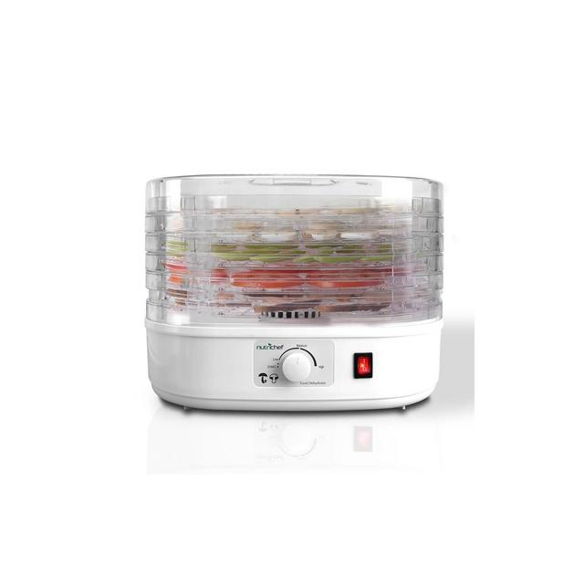 NutriChef PKFD06 Kitchen Countertop Electric Food Dehydrator Preserver Machine with Adjustable Temperature and 5 Stackable Tray Racks