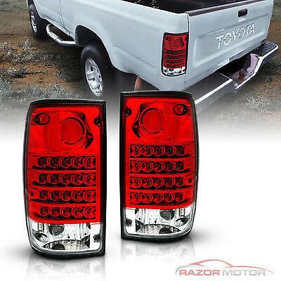 1989-1995 Red Clear LED Tail Light Pair For Toyota Pickup Truck w/ Bulb + Socket