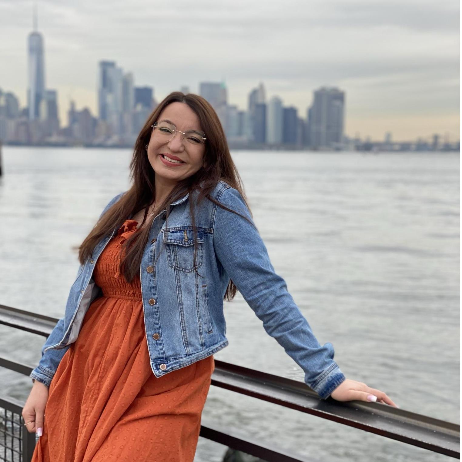 Ferry to Libery Island with Manhattan in the background