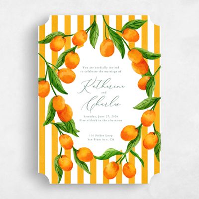 Orange Ticket Wedding Invitation - Tropea Portrait