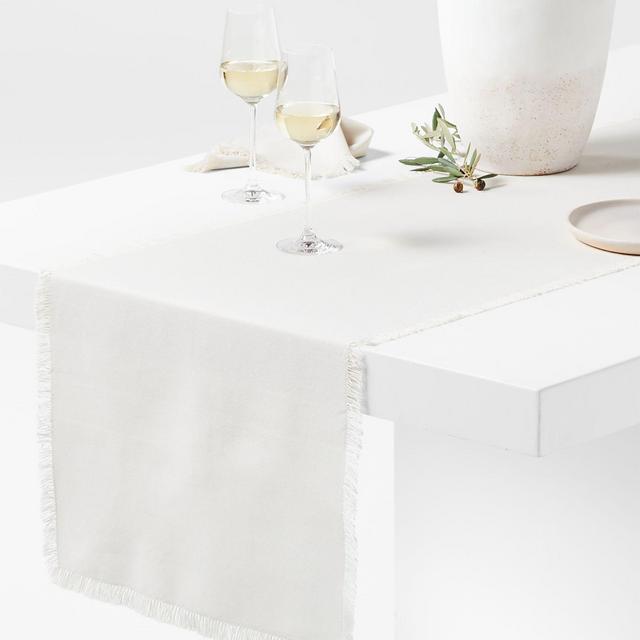 Craft Birch Beige Organic Cotton Fringe Table Runner