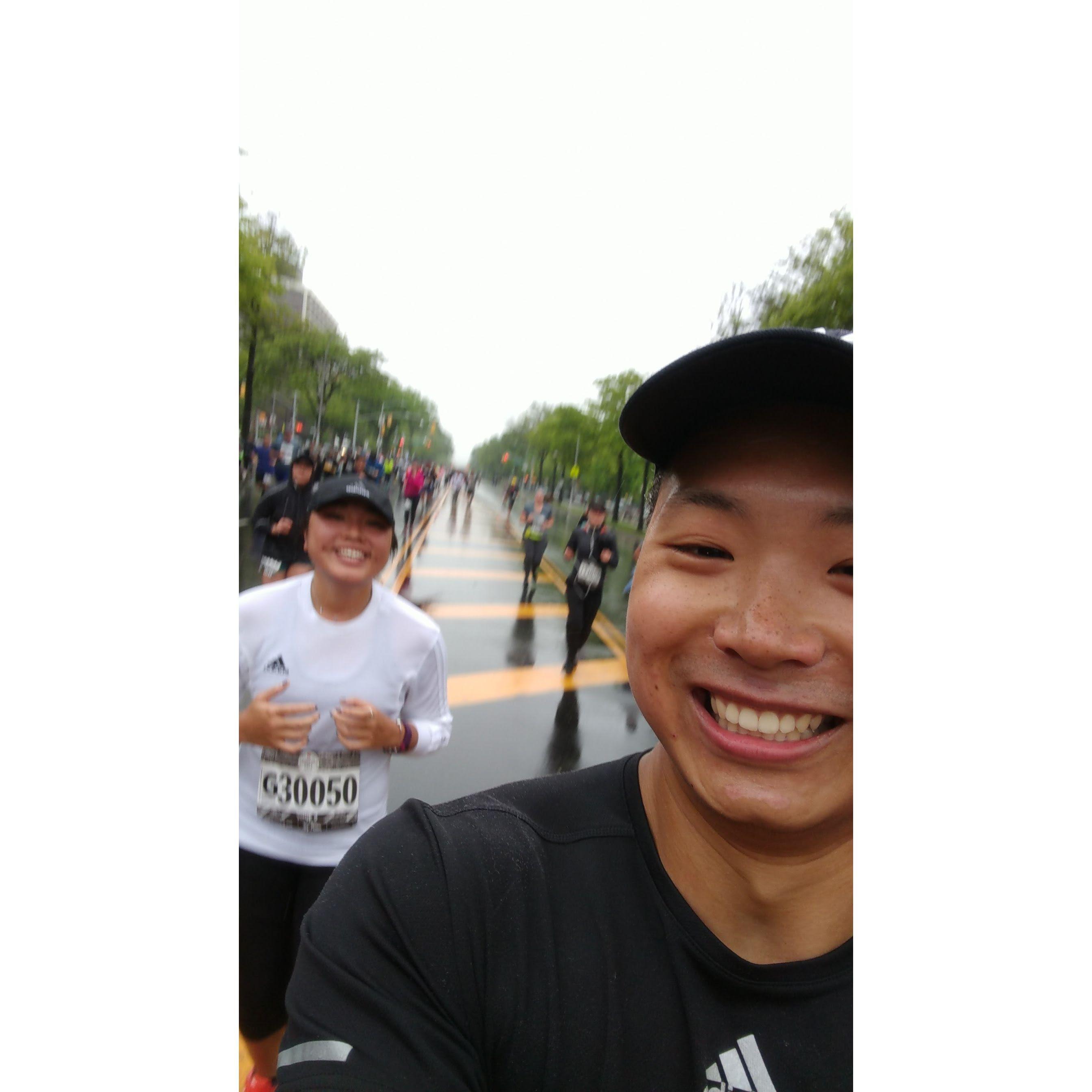 Our first race. Fun Fact: Our first date was a long run in preparation for the Brooklyn Half, he then offered to take her out for a drink. It was a milk tea. Not even boba, just plain milk tea.