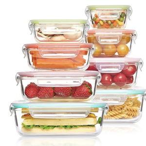 Vtopmart 8 Pack Glass Food Storage Containers with Airtight Lids, Glass Meal Prep Containers, Lunch Containers for Microwave, Oven, Freezer and Dishwasher, BPA Free